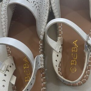 White Perforated Leather Sandals